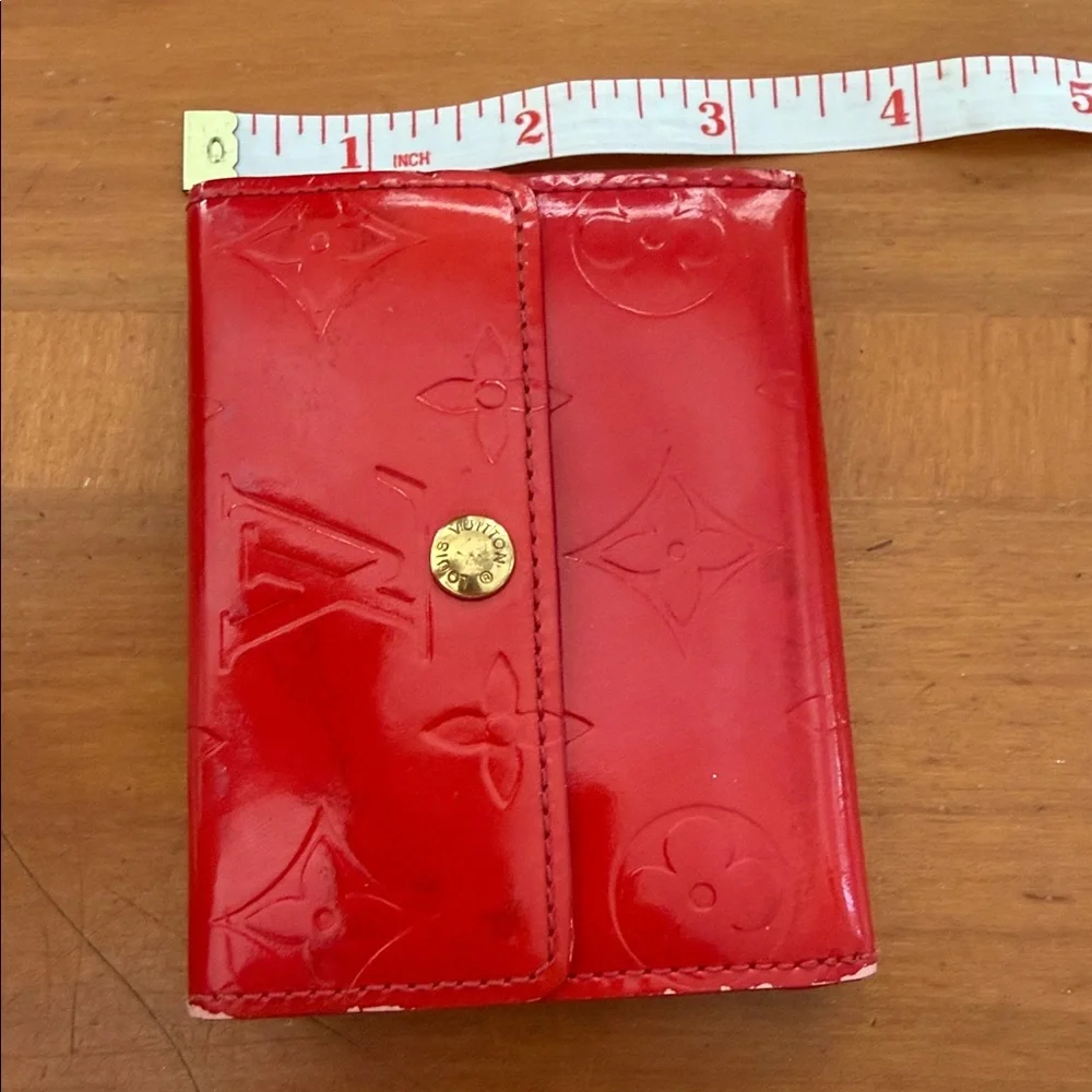 LOUIS VUITTON Vintage Red Snap Wallet w Callouts